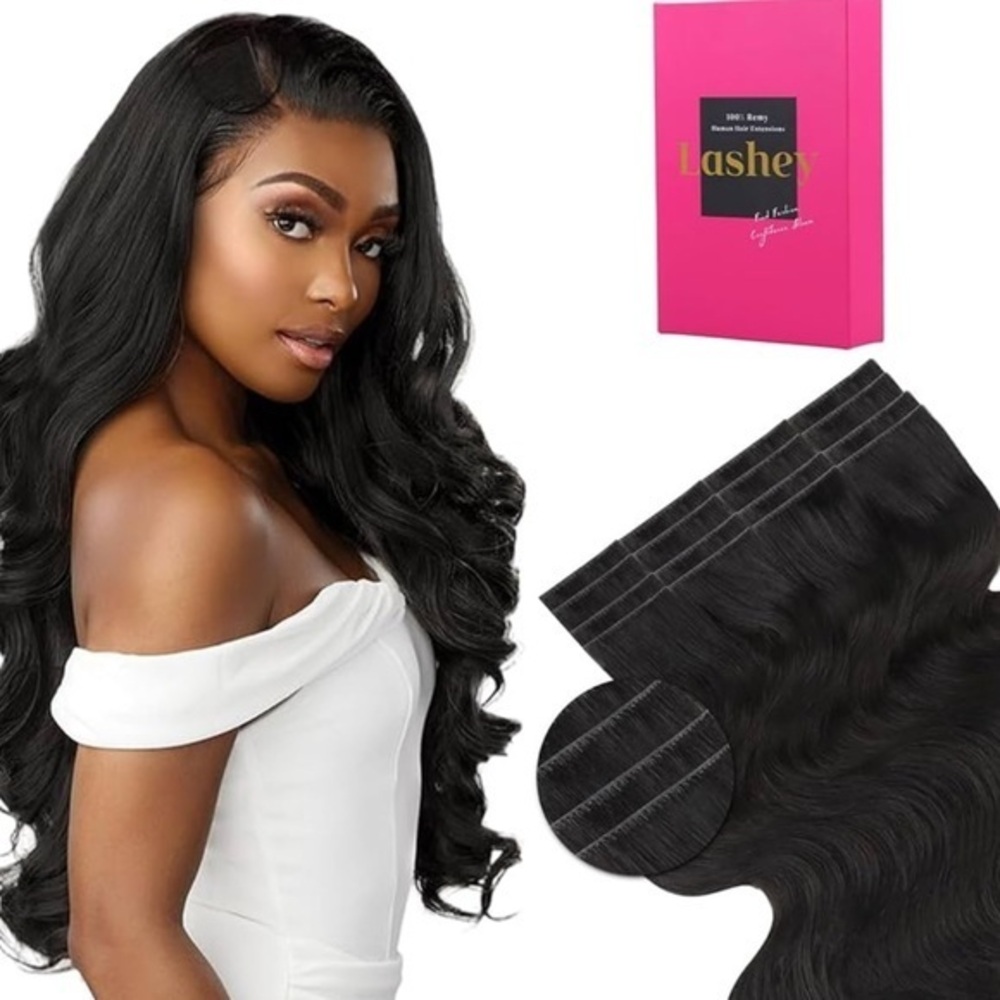 16” Nat Black Body Wave Invisi Edge‎ Tape In Human Hair Extensions 50g #TF8